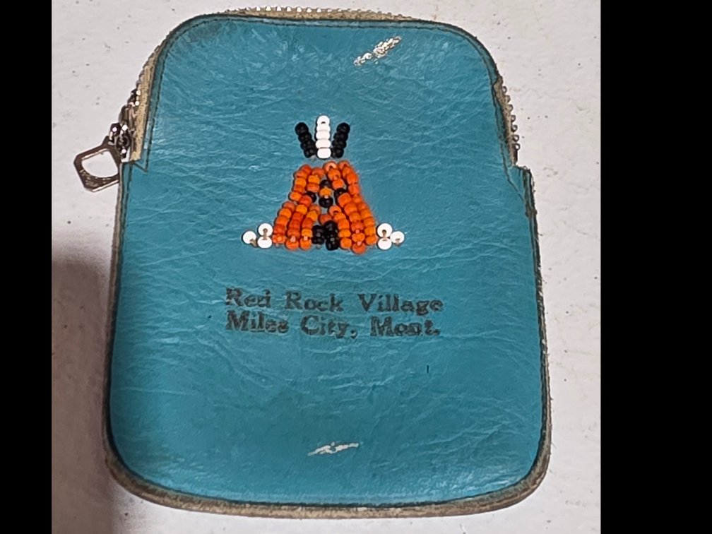 Leather Beaded Coin Purse from Red Rock Village Miless City Mt.