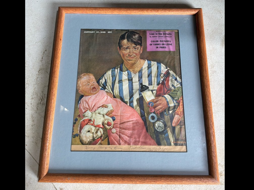 Framed Issue of Saturday Evening Post - Cover Art “ Early Evening Feeding”