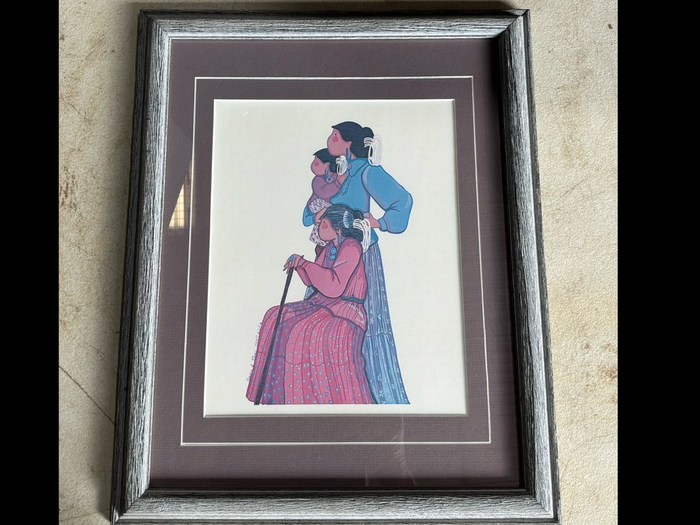 Framed Art Print “Three Generations of Weavers” by Virginia Stroud