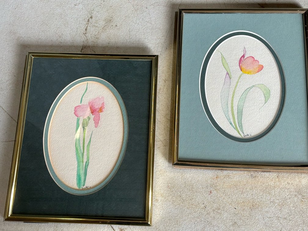 Framed Watercolor Flower Pictures by Donette