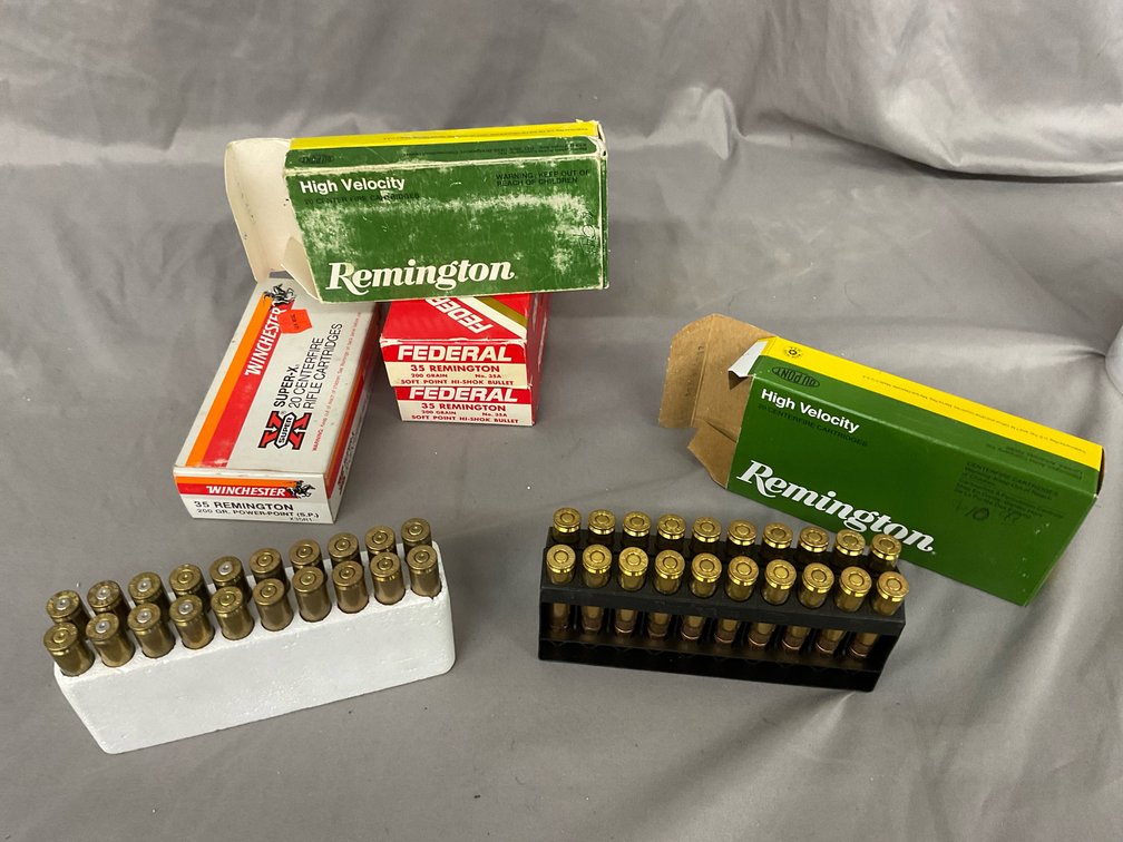 Remington 35 REM 150gr SP Ammo & Assorted Brand Brass Casings