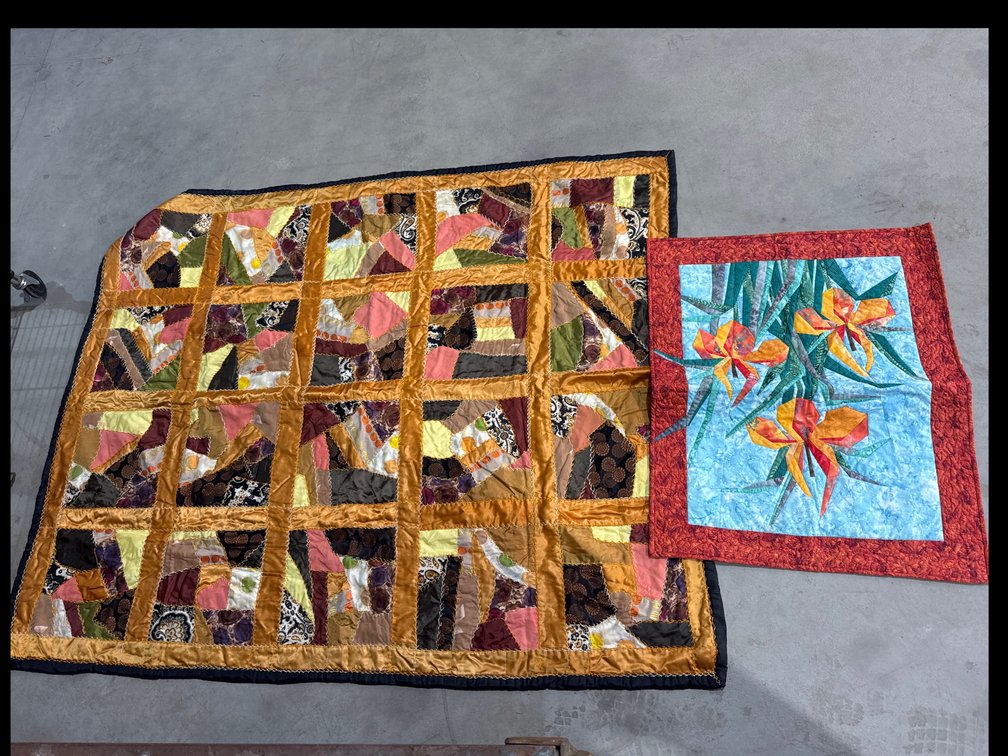 Satin Hand Stitched Lap Quilt and Wall Hanging