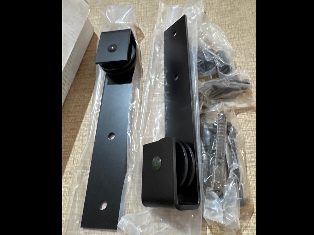 Black Sliding Barn Door Flat Top Strap Harware Rollers