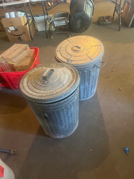 Galvanized trash cans