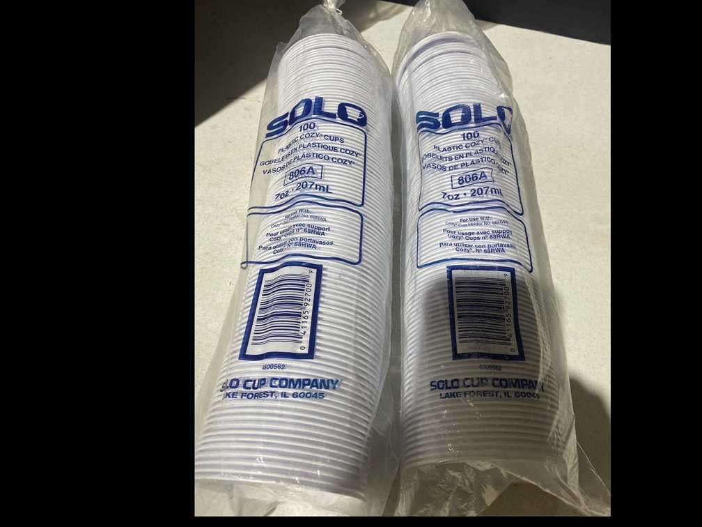 Solo Plastic Cozy Cups 100 ct Lot of 2 Sleeves