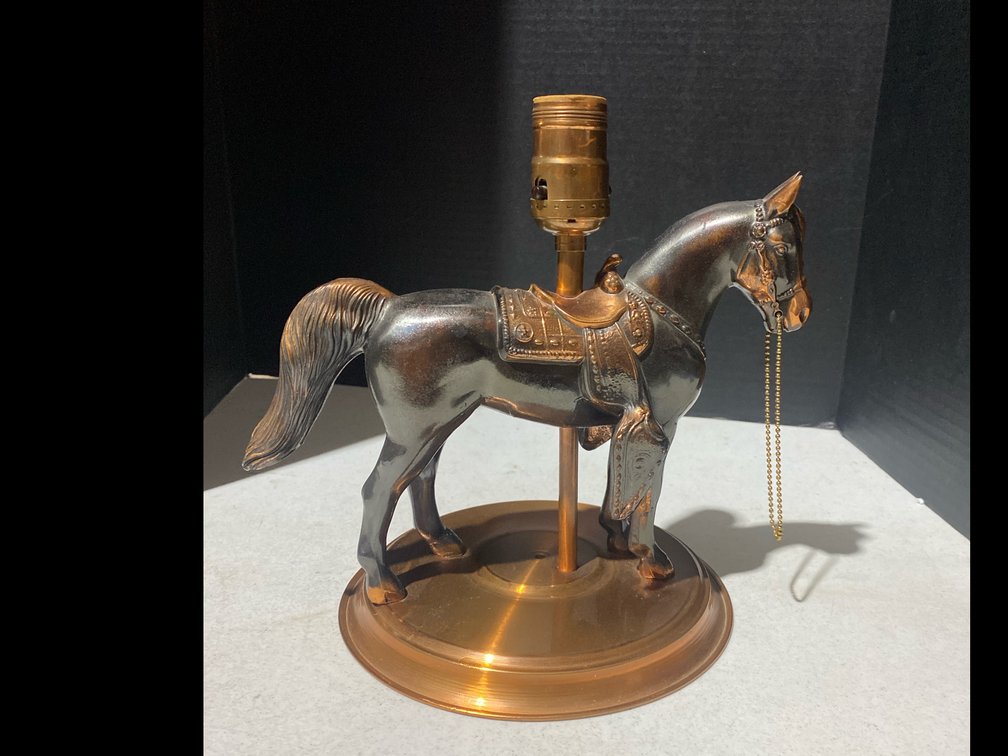 Copper Plated Brass Horse Table Lamp