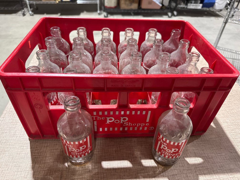 The Pop Shoppe Crate and Stubby 10oz Glass Bottles