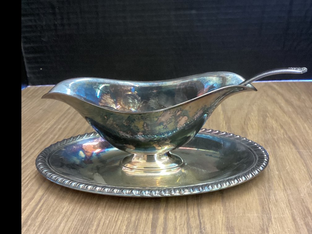 Silver Gravy Boat With Spoon