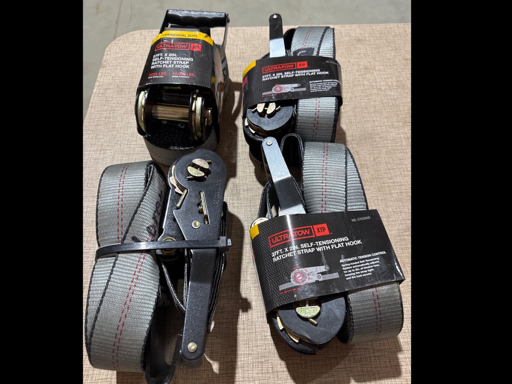 Ultra-Tow Self Tensioning Ratchet Strap W/Flat Hook