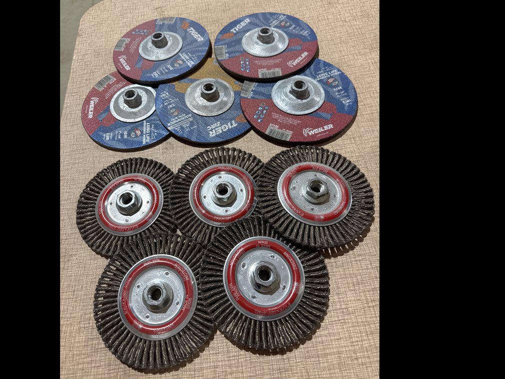 Tiger Weiler 7-1-4” Grinding Wheels and AWG 6-1/4” Twist Knot Wire Brush Wheels