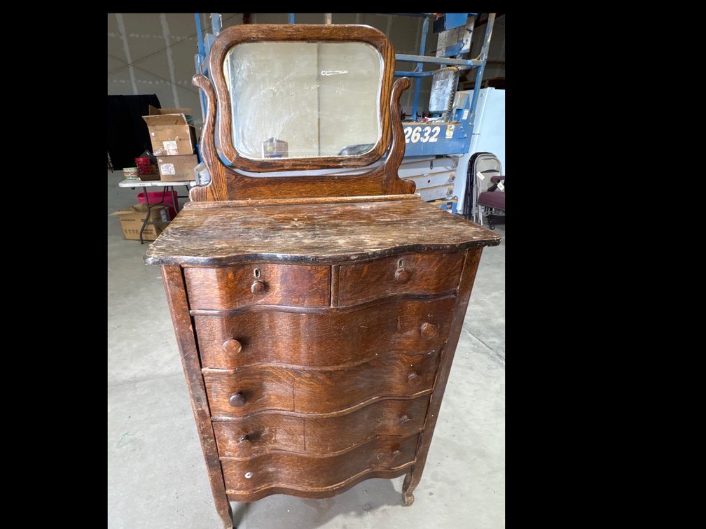 Serpintine Highboy  Dresser W/ Mirror