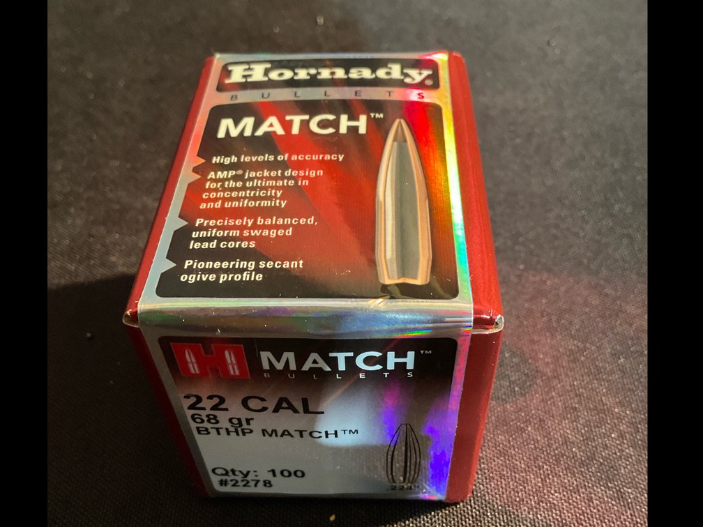 Hornady 22 Cal. .224” 68gr BTHP MATCH Bullets (100)