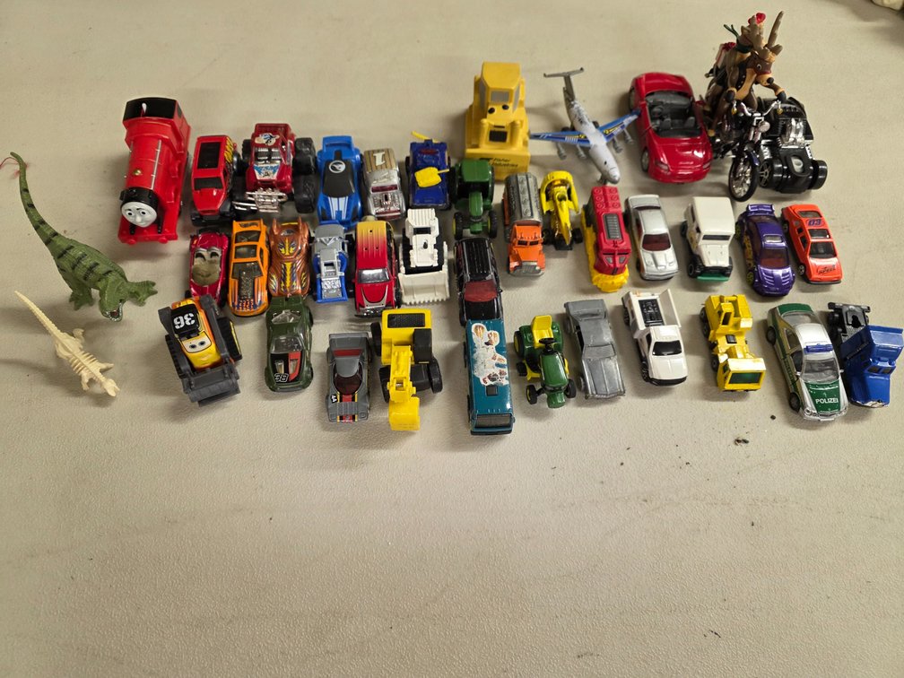 Assorted Cars Dinosaurs, Motorcycle, Train