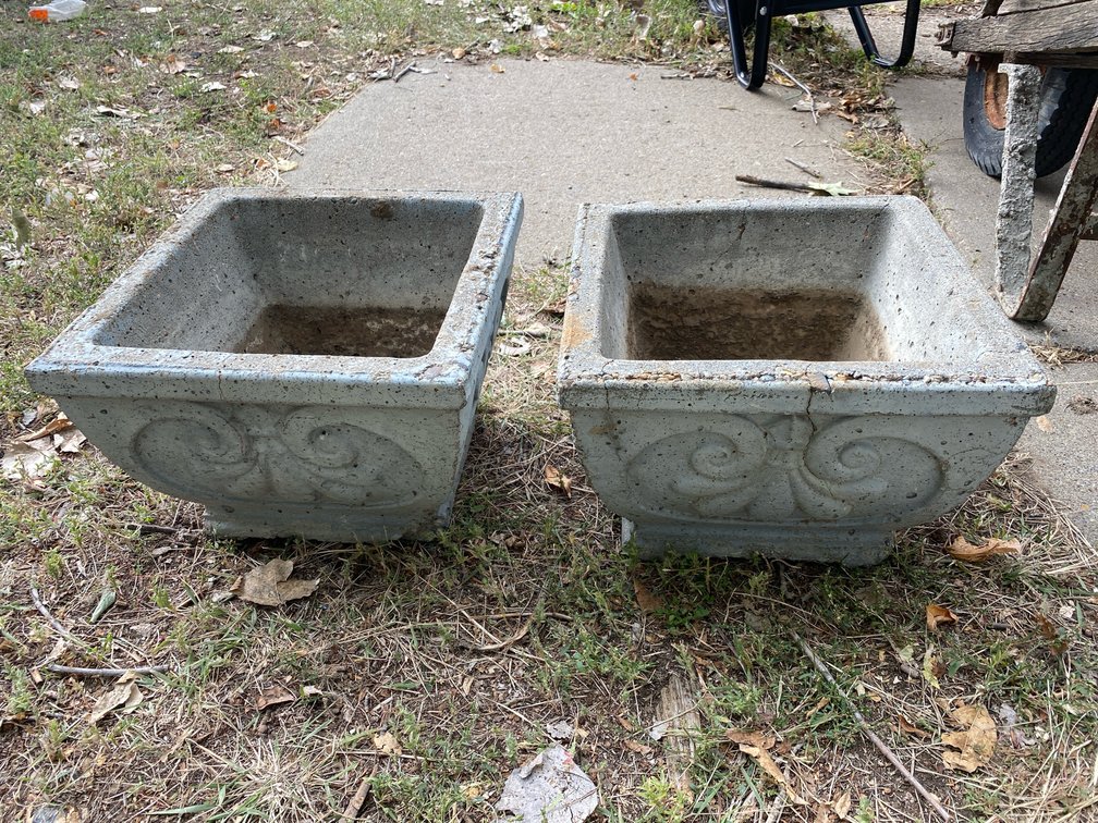 Concrete Planters Lot of 2