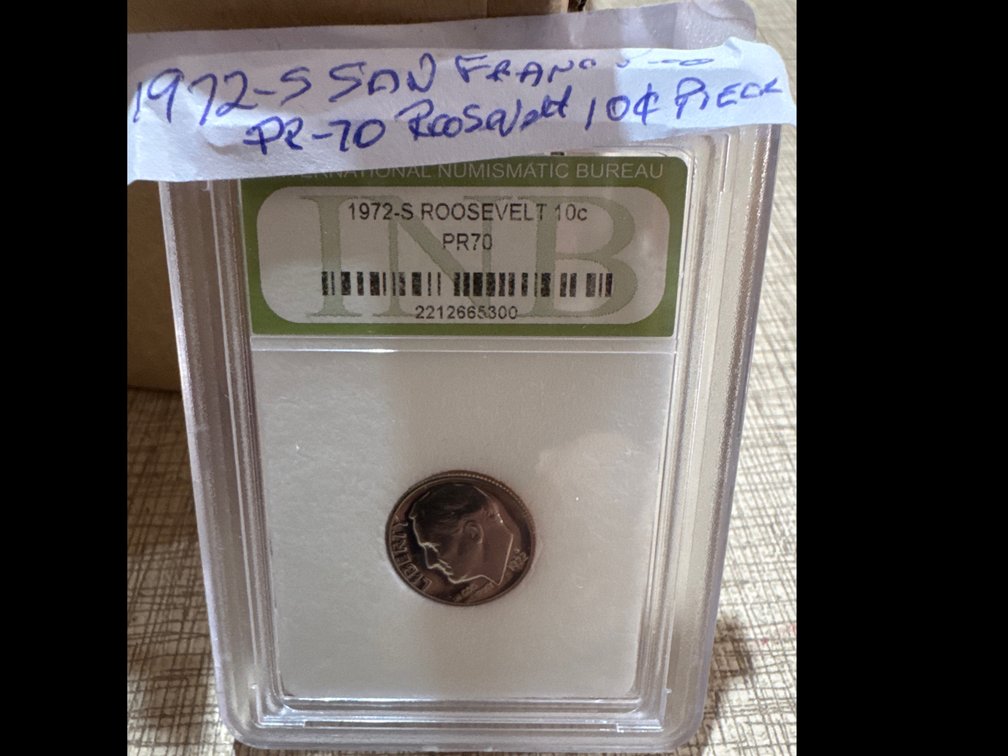 1972-S San Francisco PR70 Roosevelt 10 cent Piece