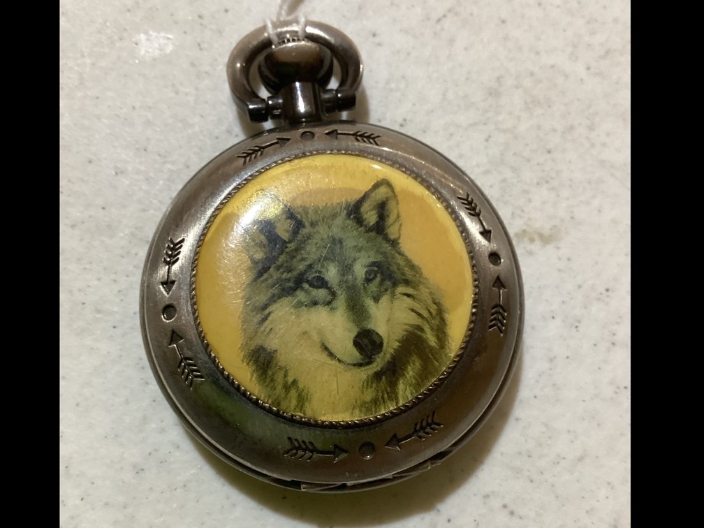 Majesti Grey Wolf Quarts Pocket Watch