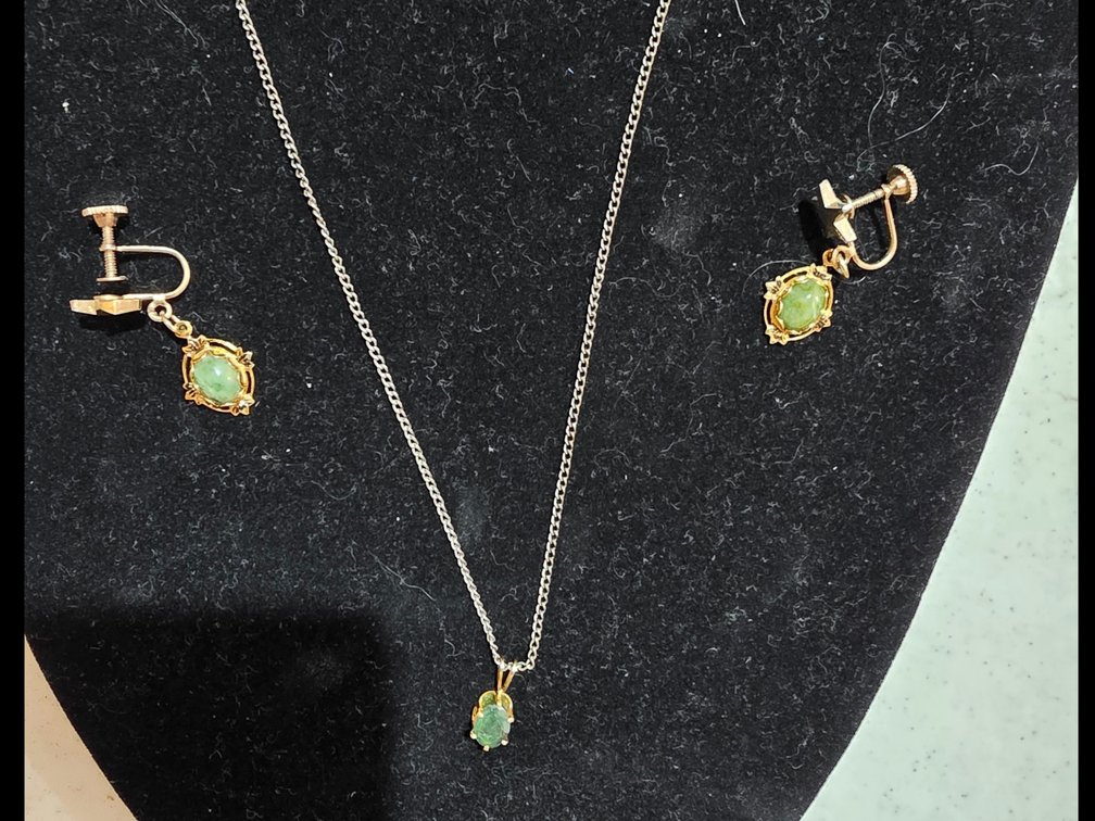 Jade Necklace and Earrings