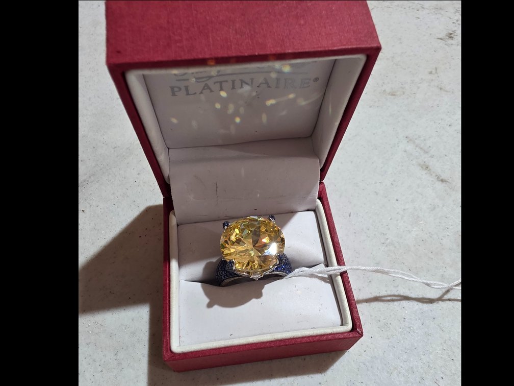 Ladies Sterling Yellow Stone Ring