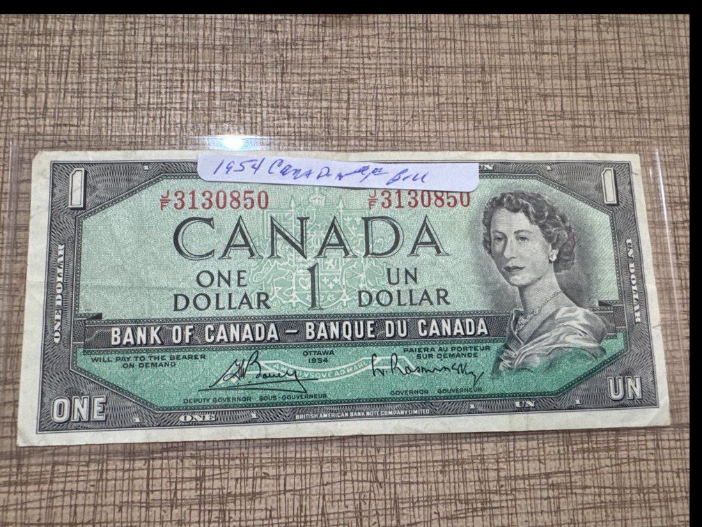 1954 Canadian $1 Dollar Bill