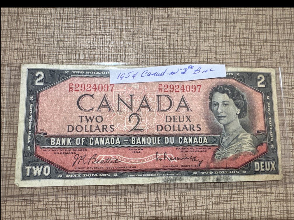 1954 Canadian $2 Dollar Bill