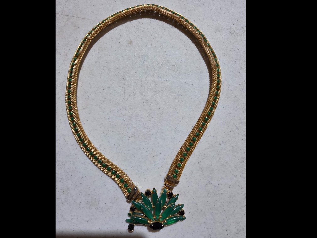 Vintage Gold Filled Emerald Necklace