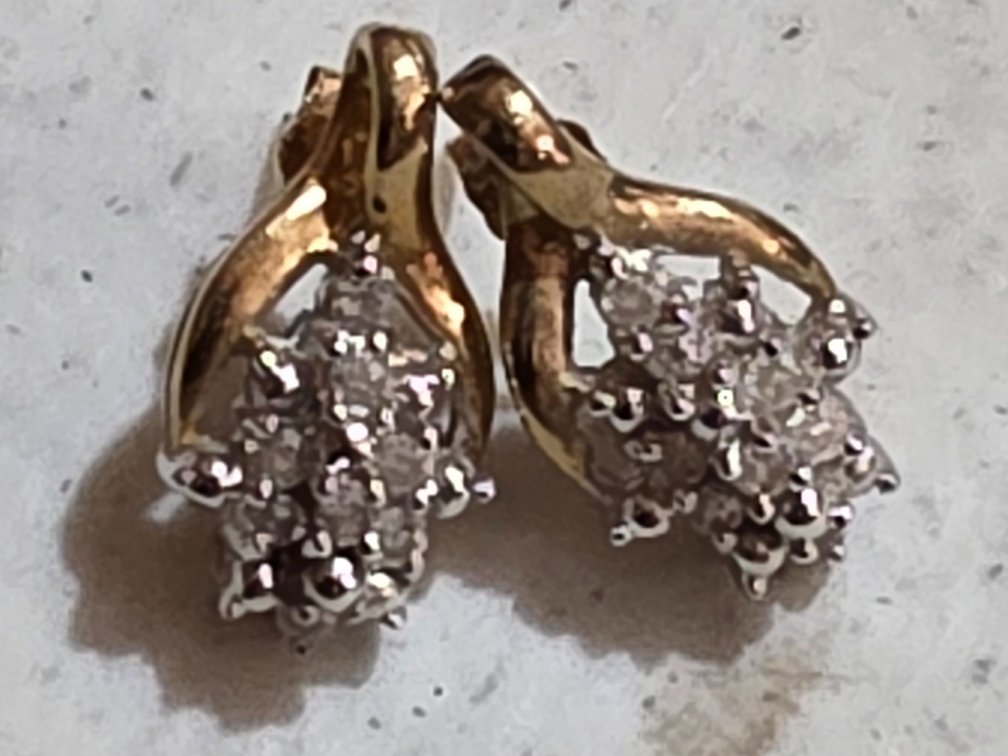 Gold and Clear Stone Earrings