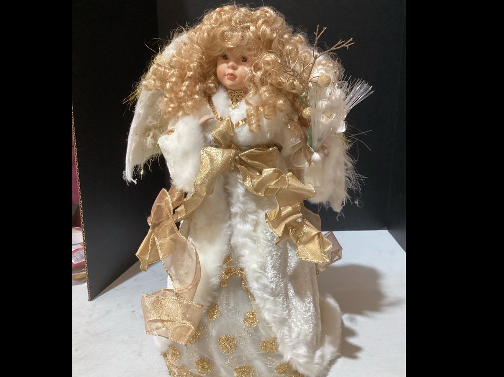 Porcelain-Faced Angle Christmas Tree Topper