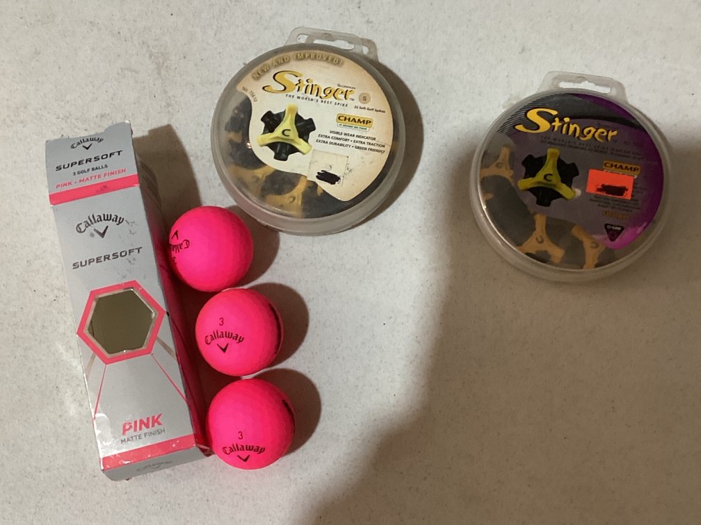 Partial Containers of Stinger Soft Golf Spikes & Callaway Supersoft Golf Balls