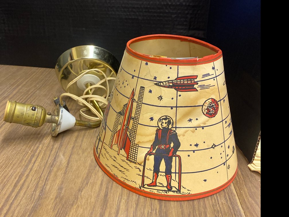 Space Themed Wall Lamp with Brass Finished Base
