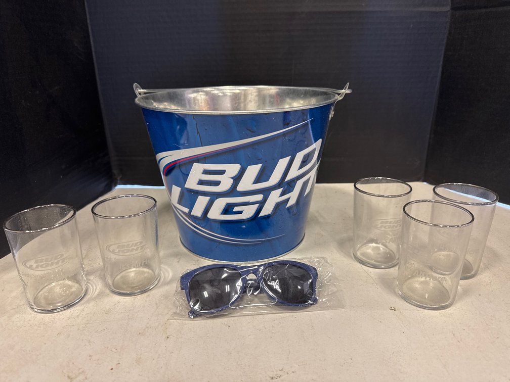 Budlight Metal Bucket, Drinking Glasses, Sun  Glasses