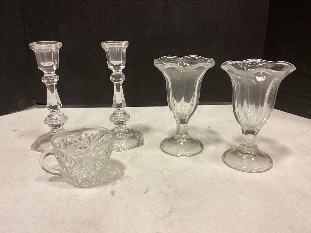 Glass Candle Sticks & Parfait Dishes