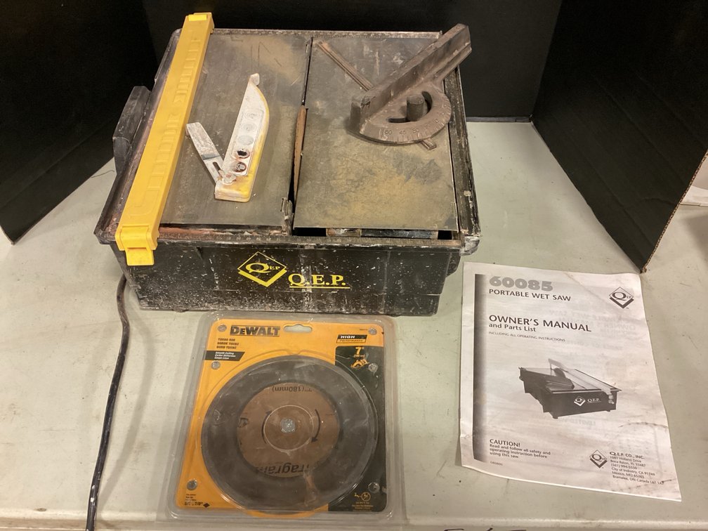 Qep Portable Tile Wet Saw, & DeWalt 7” Blade