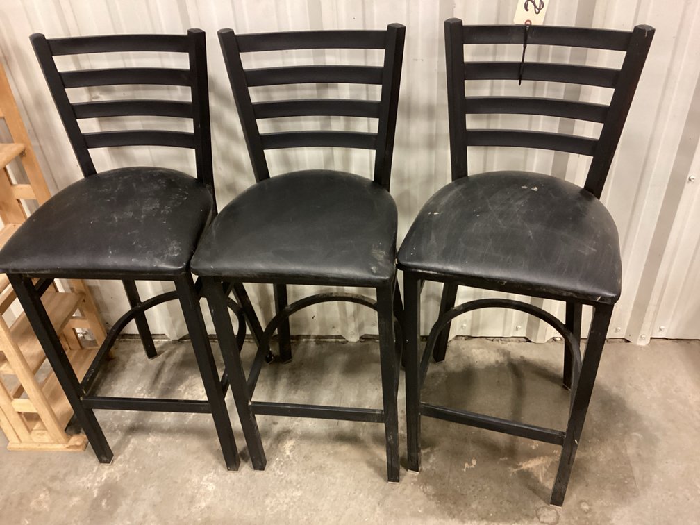 Padded Bar Height Stool with Backrest Lot of 3