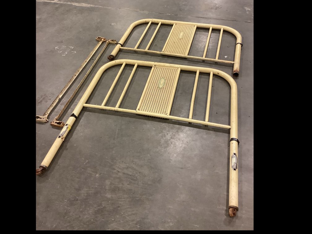 Metal Head & Foot Board With Rails - No Side Rails - Missing 1 Roller Wheel