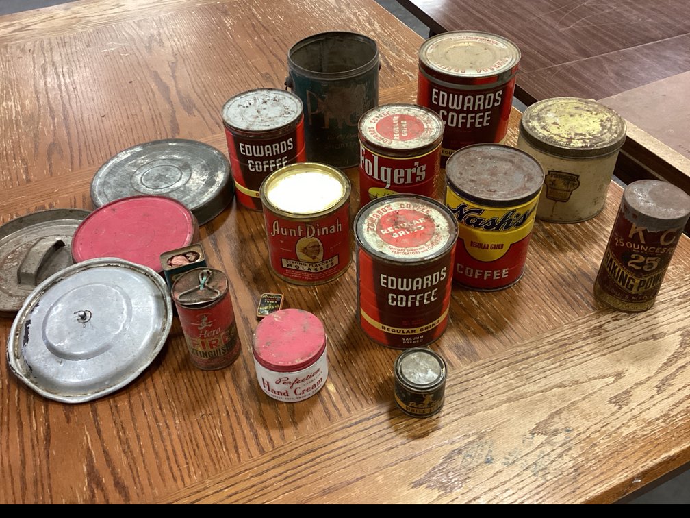 Assorted Metal Lids & Cans