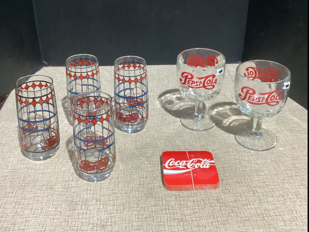 Pepsi Glasses & Coke Coasters