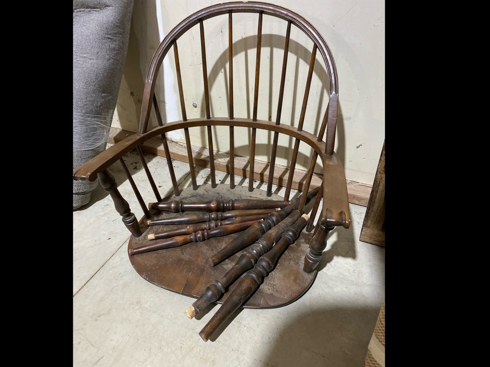 Wooden Sack Back Windsor Arm Chair