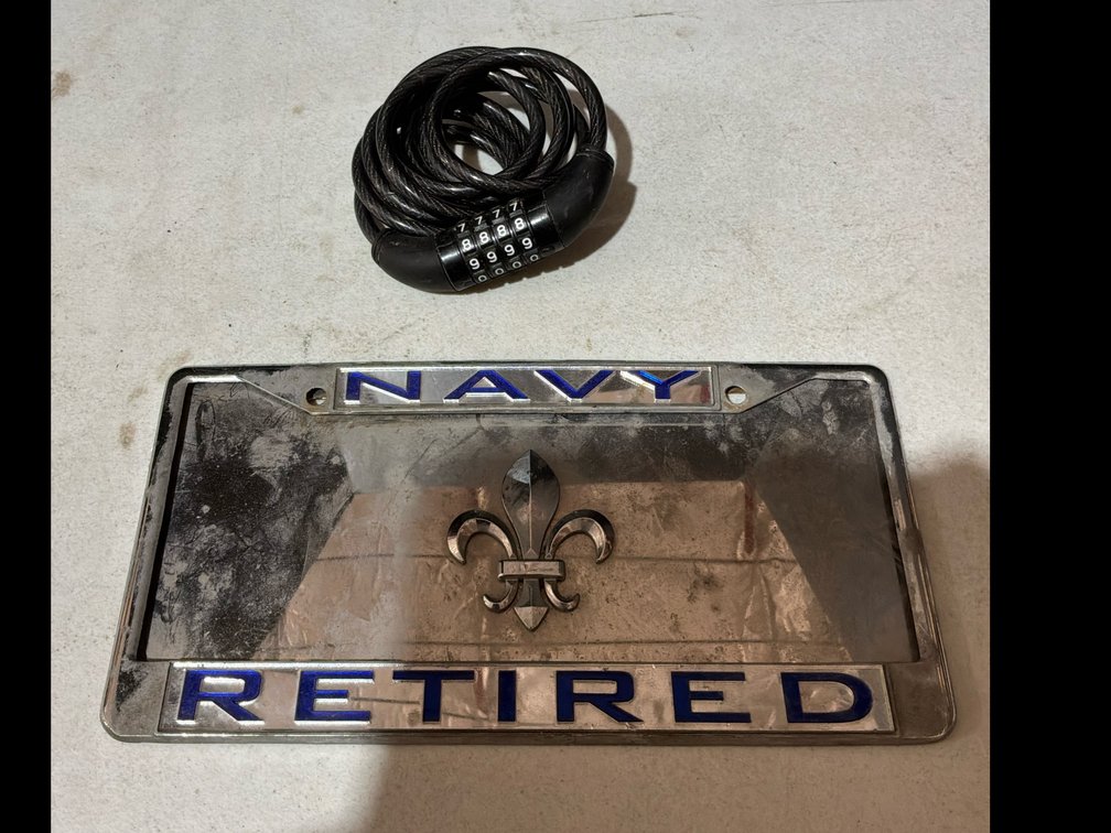 Navy License Plate Holder & Combination Lock