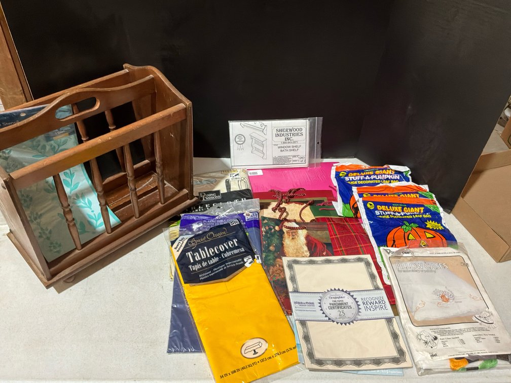 Magazine Rack With Assorted Craft Items