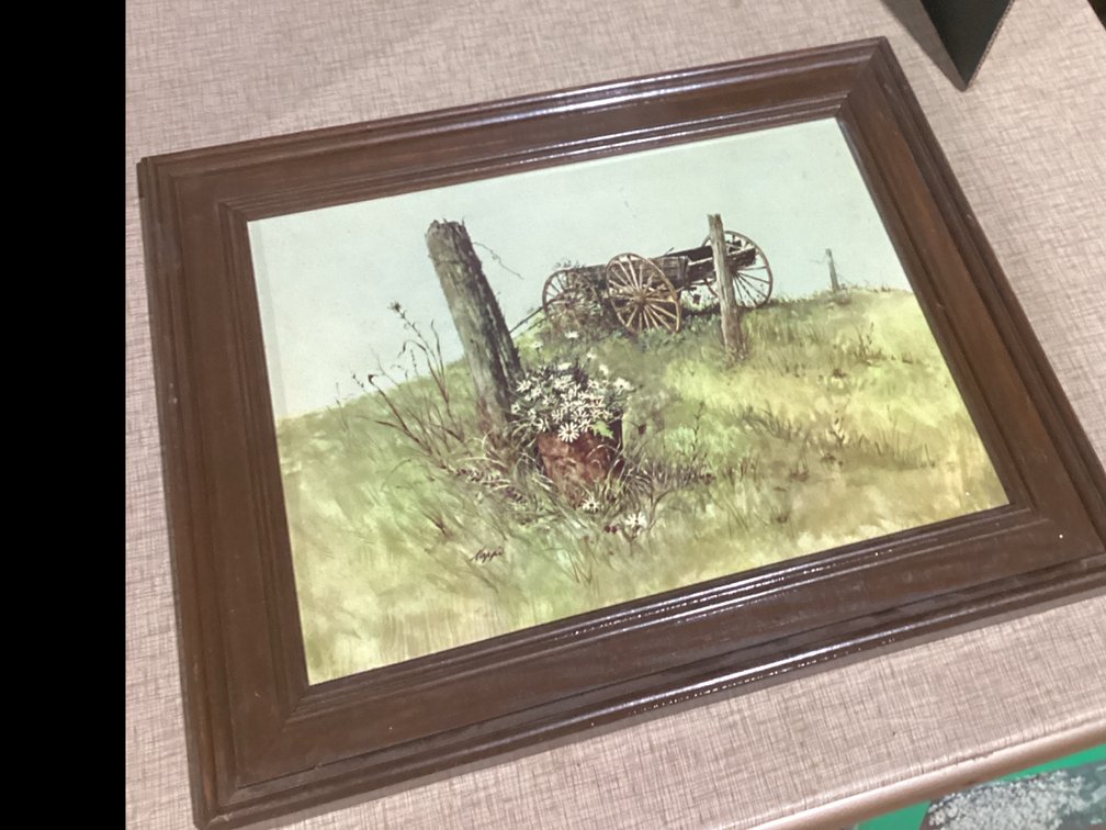 Framed “Prairie Landscaping with Wagon”