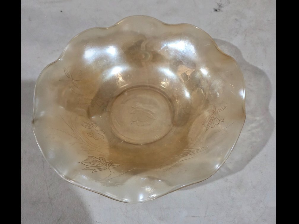 Jeannette Glass Co. Floragold Louisa Marigold Carnival Glass Bowl