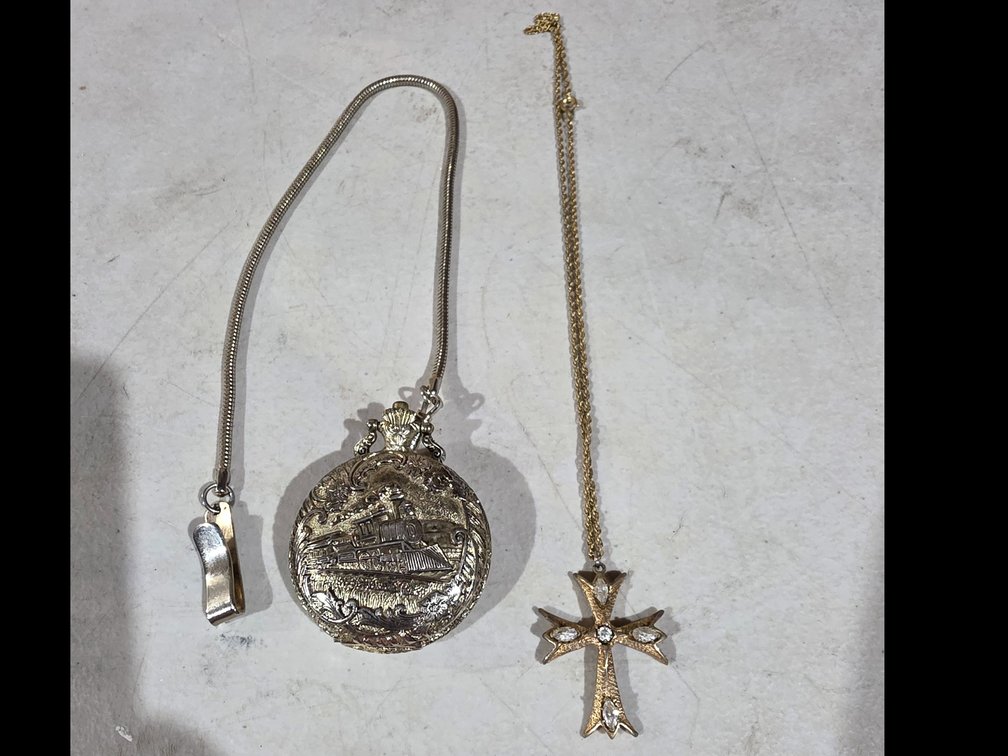 Quintel Pocket Watch and Cross Necklace