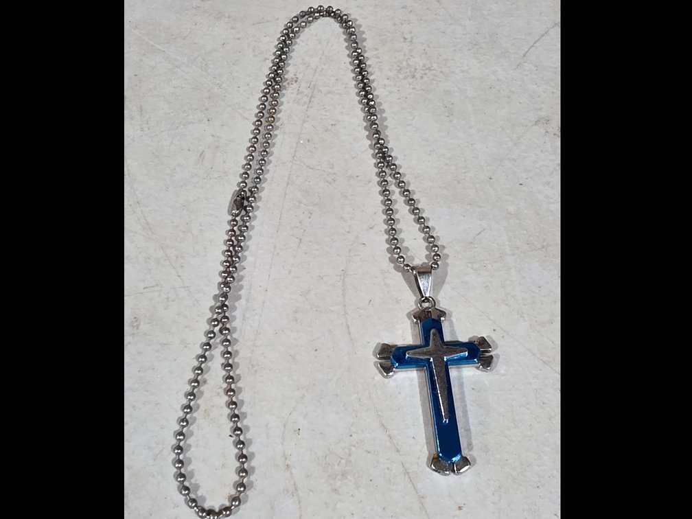Blue and Silver Cross Necklace