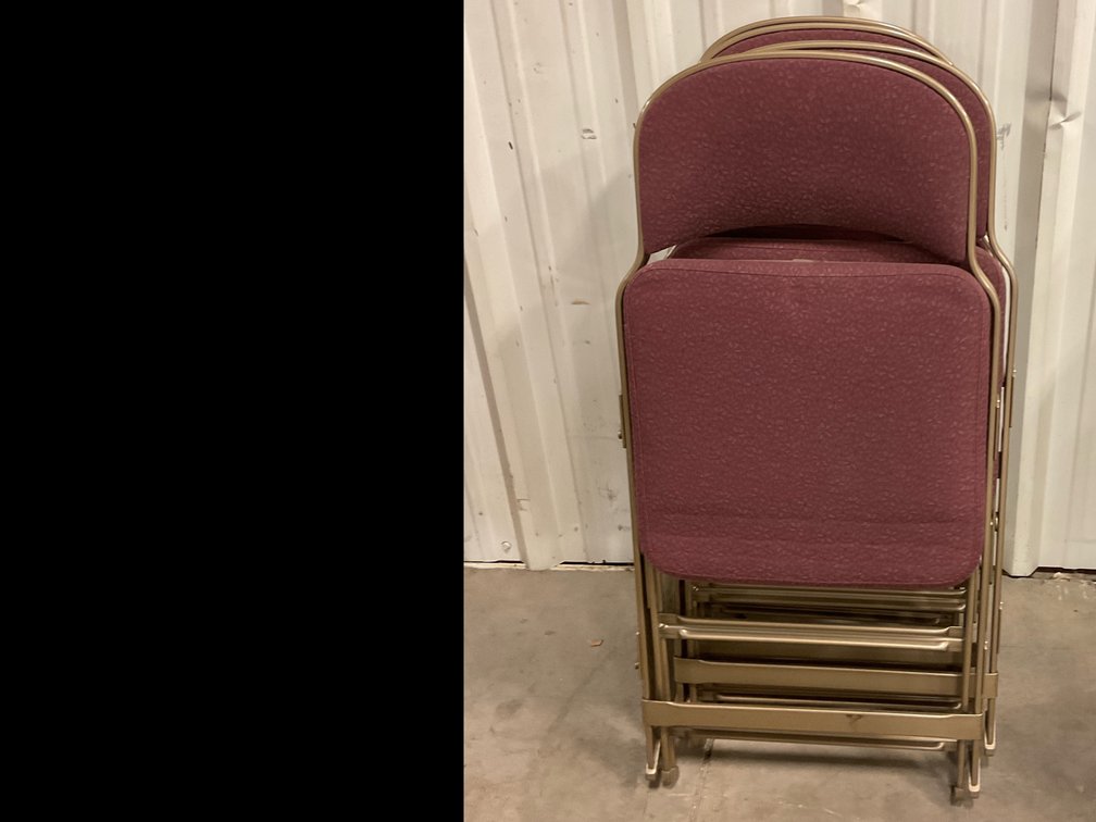 Padded Folding Chairs Lot of 4 Gold Trim