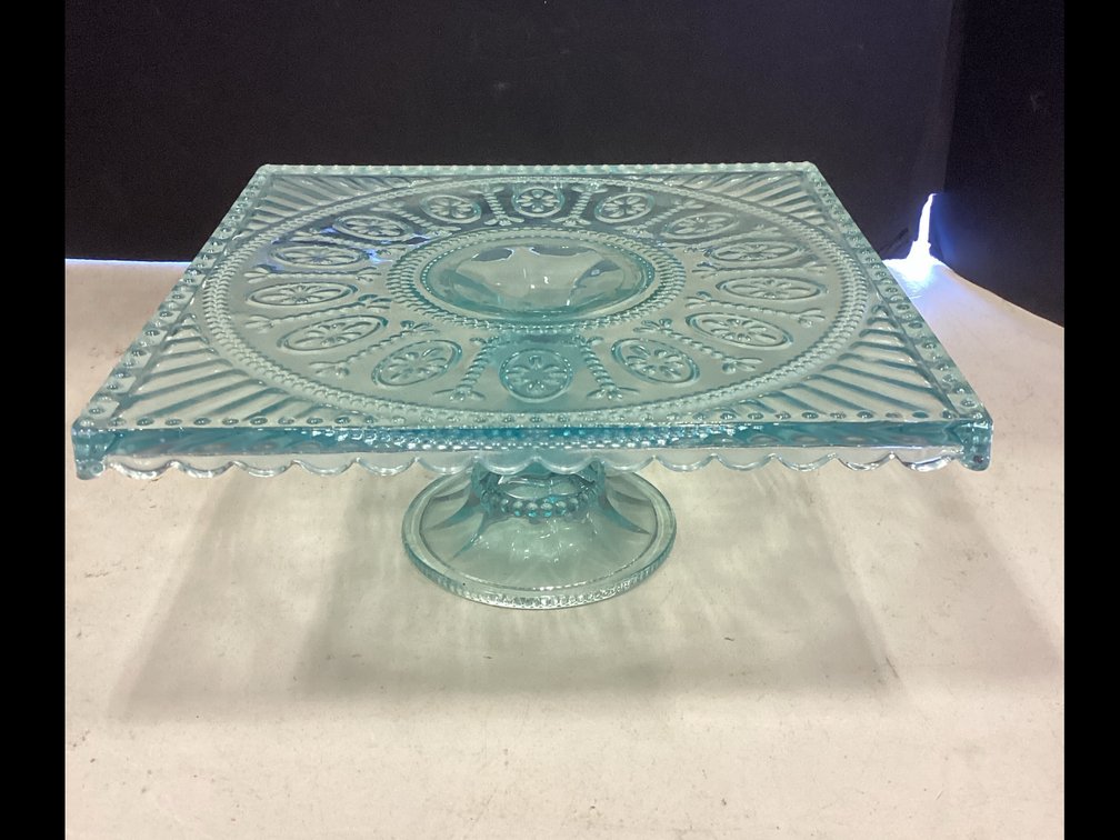 Pressed Glass Pedestal Cake Stand