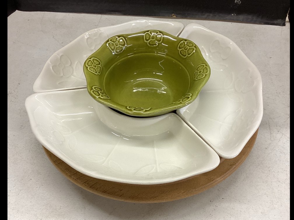 Ceramic Dip Tray With Lazy Susan