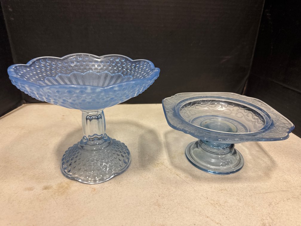 Blue Pedestal Compote Bowls