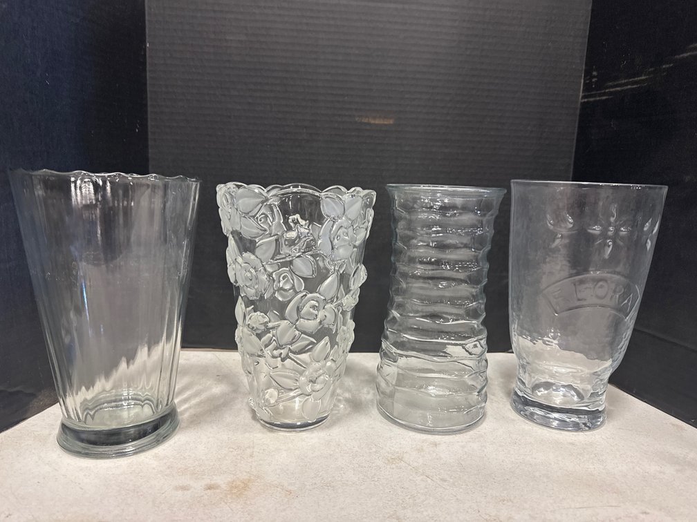 9.5” Tall Glass Vases