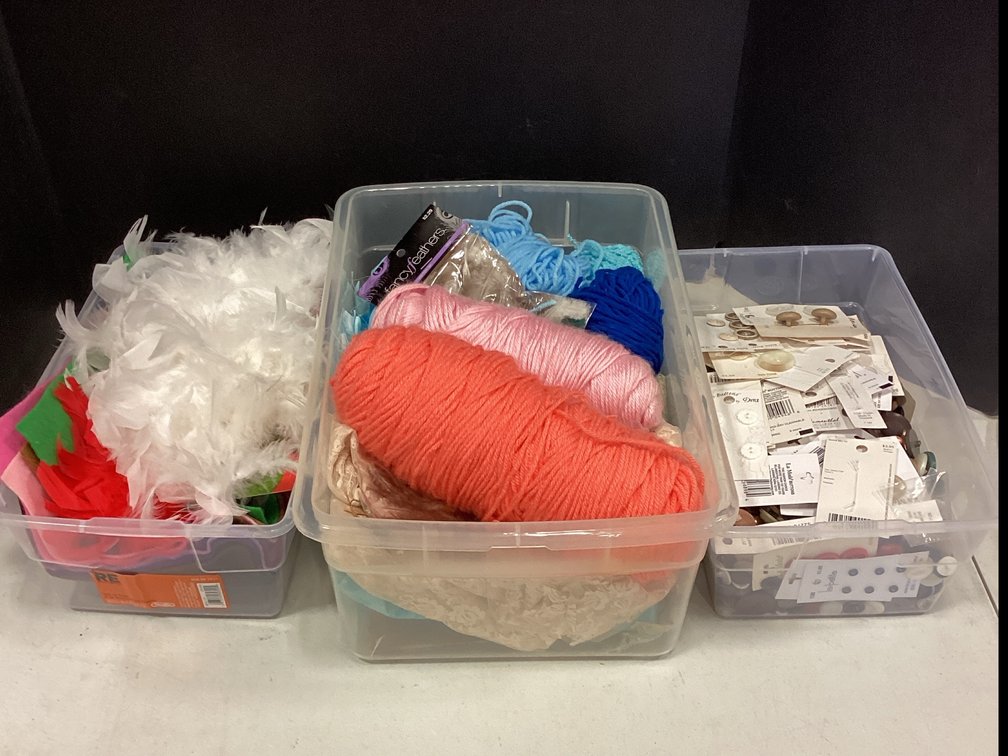Assorted Fabric/Yarn/Feathers and Buttons