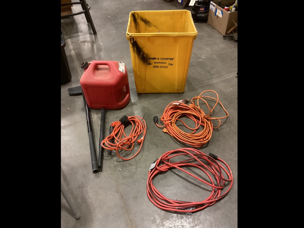 Shop Vac Attachments - 5 Gallon Gas Jug - Garbage Can -  Assorted Lengths of Electric Cords